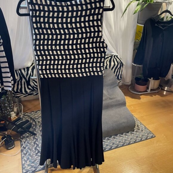 Joseph Ribkoff Black and White Geometric Midi Dress - Picture 3 of 5